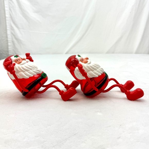 Pair of Santa Clause Candy Fillable Mantle Sitter Bendy Legs & Arms Figures - Picture 2 of 6